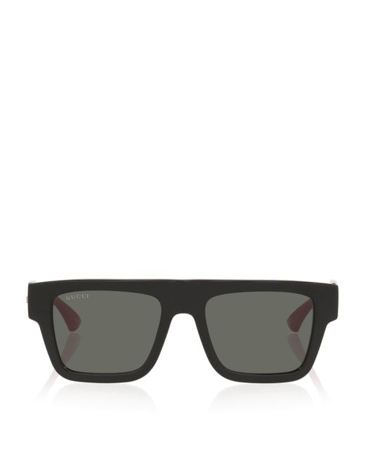 Gucci Gray Acetate Rectangle Sunglasses for men