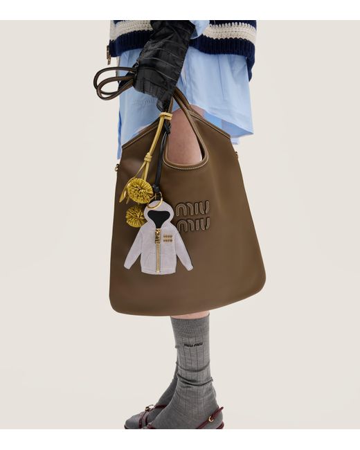 Miu Miu Metallic Leather Dandelion Keychain