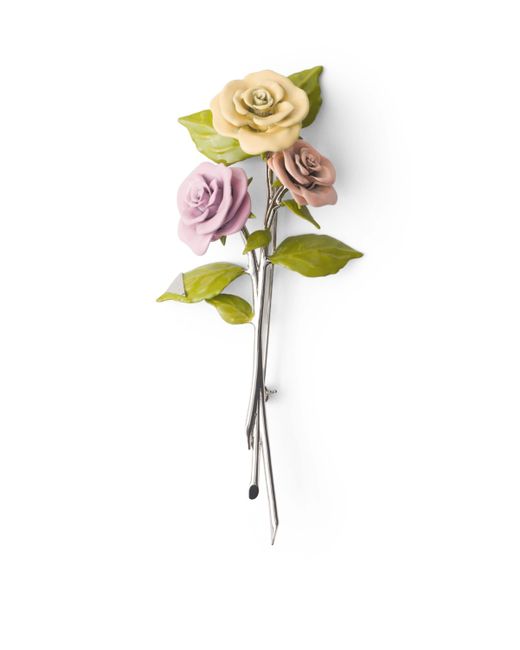 Prada White Enamel Floral Brooch