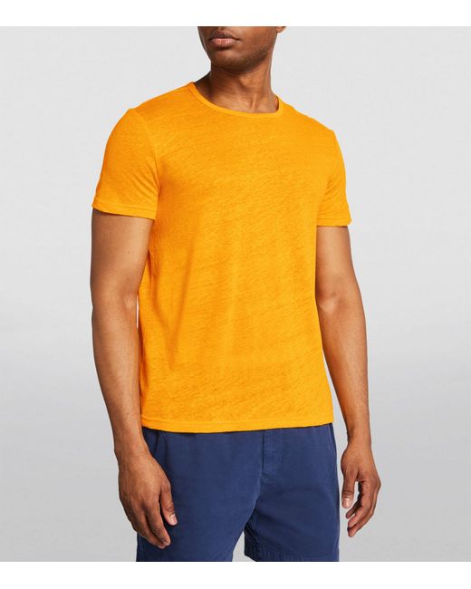 Derek Rose Yellow Linen Jordan T-shirt for men