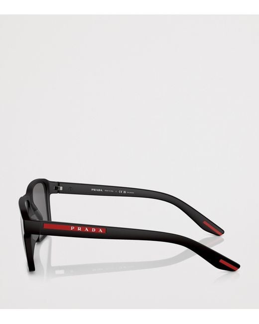 Prada Linea Rossa Black Rectangle Sunglasses for men