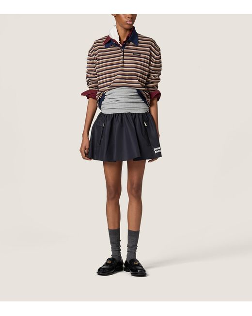 Miu Miu Blue Technical Layered Mini Skirt