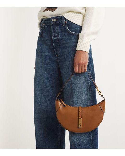 Polo Ralph Lauren Brown Leather Polo Id Shoulder Bag