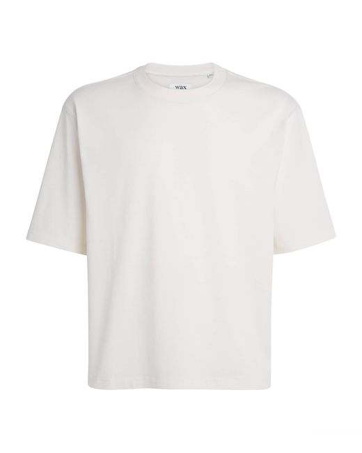 Wax London White Organic Cotton Cropped Mark T-Shirt for men