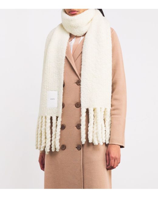 Joseph White Bouclé Knit Scarf