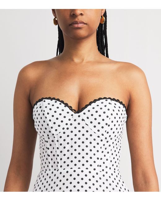 Charo Ruiz White Polka Dot Jimena Midi Dress