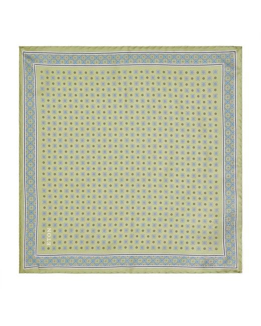 Eton of Sweden Green Silk Floral Pocket Square for men