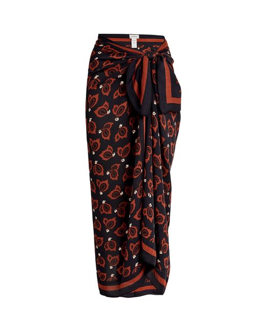 Matteau Red Silk Printed Sarong