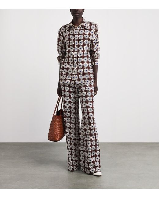 Sandro Brown Silk Floral Shirt