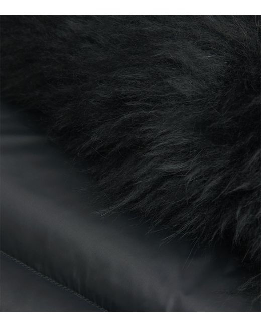 Yves Salomon Black Waterproof Fur-Trim Down Jacket