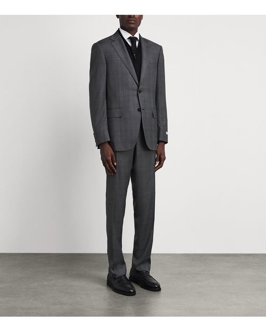 Canali Gray Super 150's Wool Check 2-Piece Suit for men