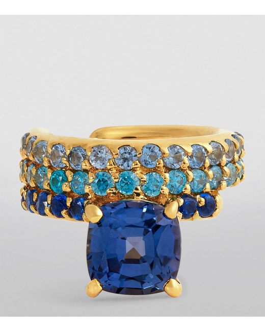 Nadine Aysoy Yellow Gold And Blue Sapphire Le Cercle Ear Cuff