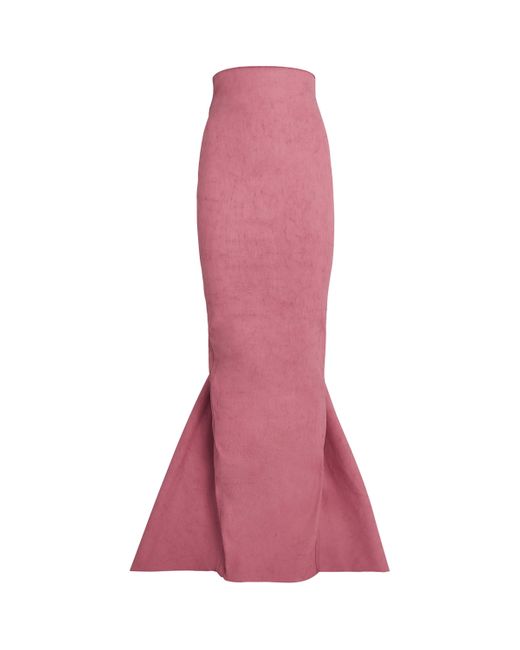 Rick Owens Pink Dyed Denim Gonna Pillar Skirt