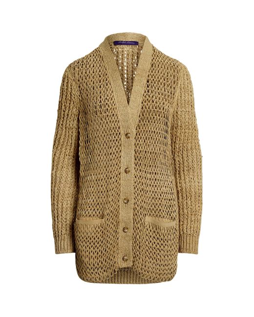 Ralph Lauren Natural Silk And Suede Boyfriend Cardigan