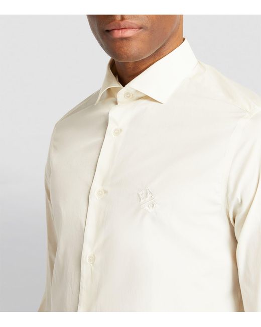 Emporio Armani White Embroidered Logo Shirt for men