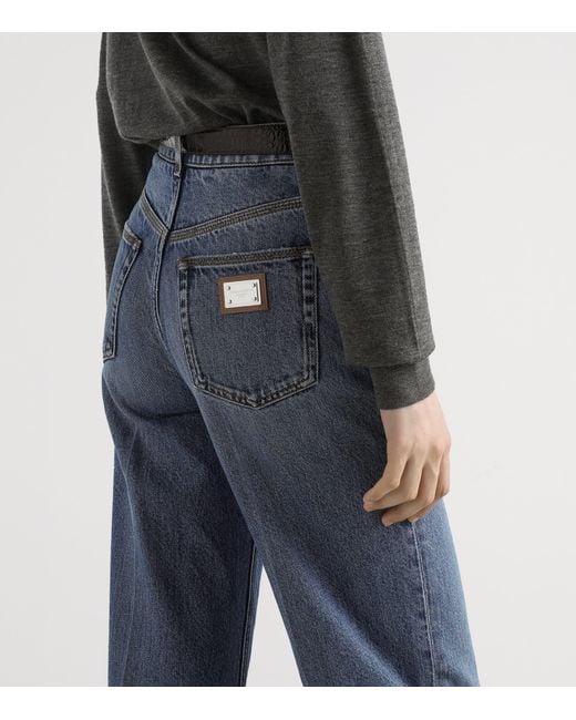 Dolce & Gabbana Blue Fold-Effect High-Rise Jeans