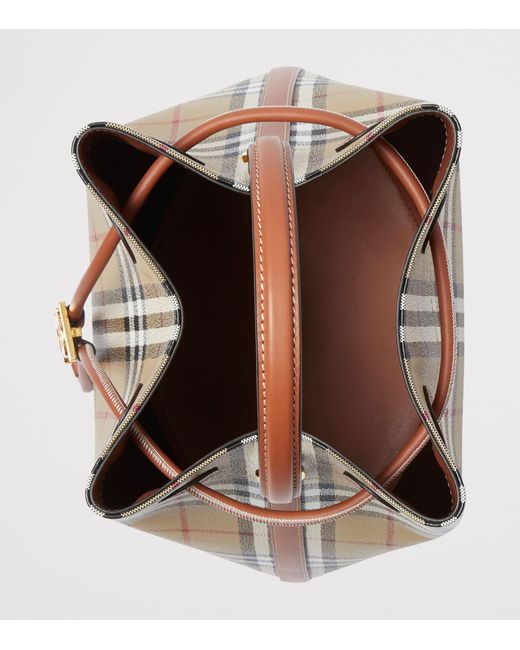 Burberry Brown Small Check Monogram Bucket Bag