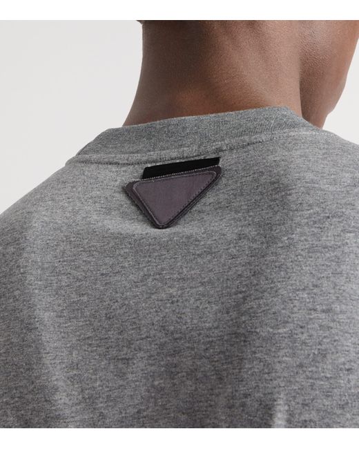 Prada Gray Cotton Conceptual Triangle T-Shirt for men