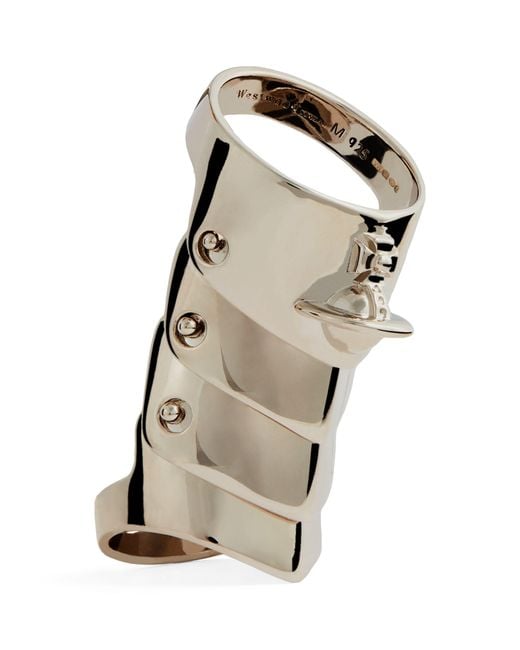 Vivienne Westwood Natural Sterling Silver Armour Ring for men
