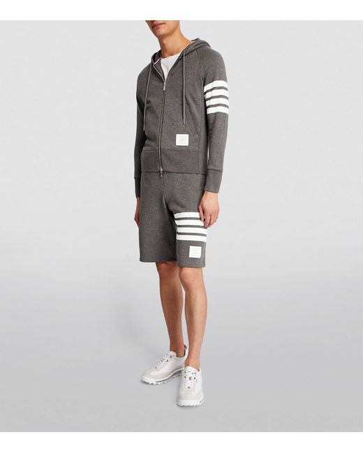 Thom Browne Gray Four-Stripe Zip-Up Hoodie for men