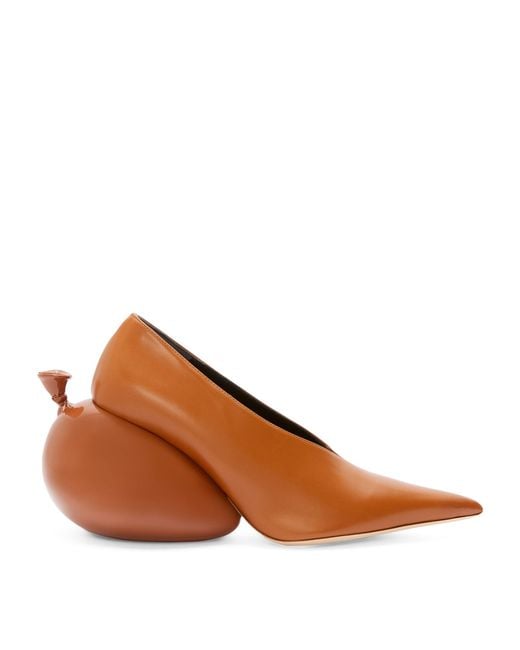 Loewe Brown Leather Balloon Pumps 90