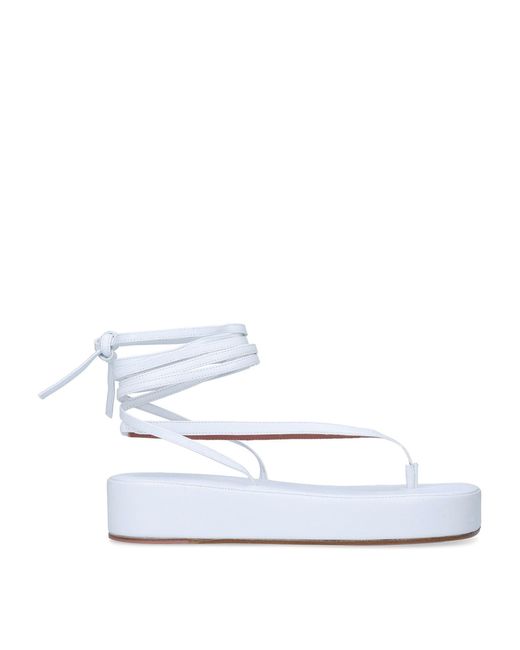 AMINA MUADDI Leather Jamie Flatform Sandals 35 in White - Lyst