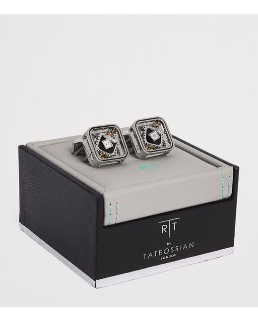 Tateossian Black Metal Quadrato Gear Cufflinks for men