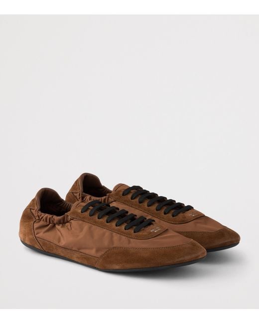 Prada Brown Re-Nylon-Suede Collapse Sneakers for men