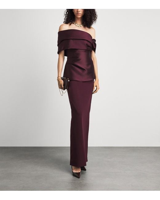 Solace London Purple Satin Lucine Maxi Dress