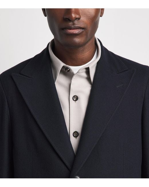 Canali Blue Wool Overcoat for men