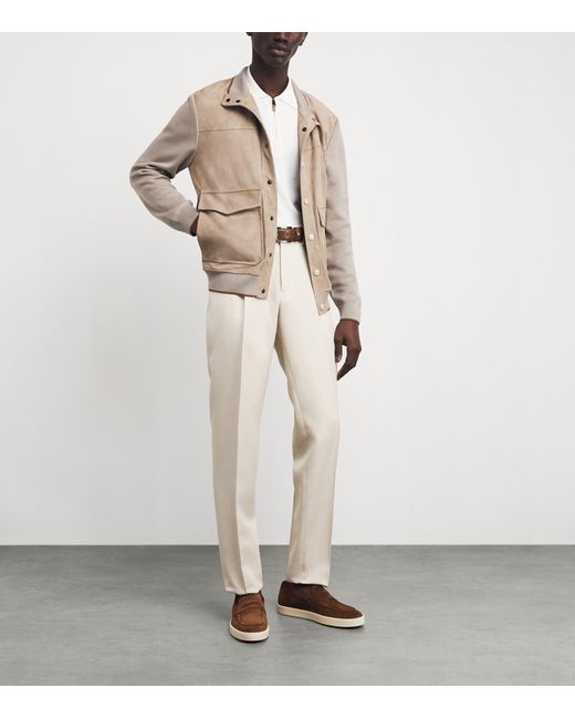 Canali Suede-Front Hybrid Jacket in Natural for Men | Lyst