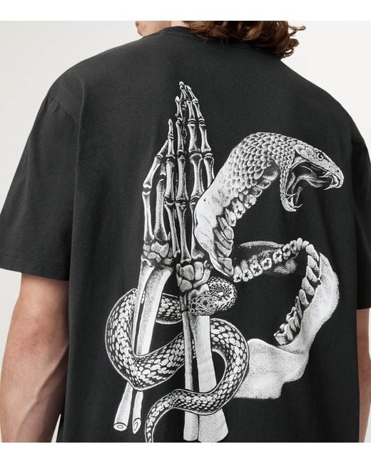 AllSaints Black Organic Cotton Asp T-Shirt for men