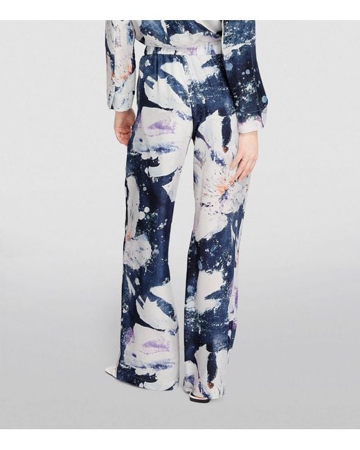 MAX&Co. Blue Silk Floral Print Trousers