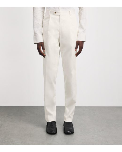 N.Peal Cashmere White Stretch-Cotton Atrani Trousers for men