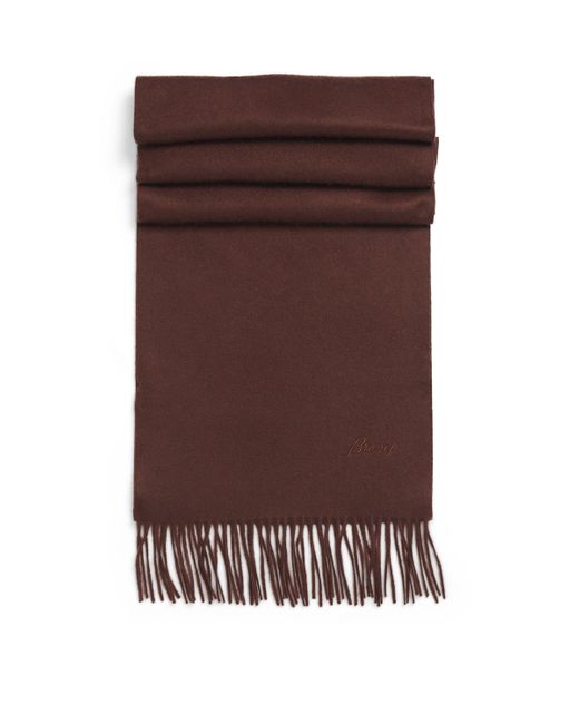 Brioni Brown Fringed Scarf for men