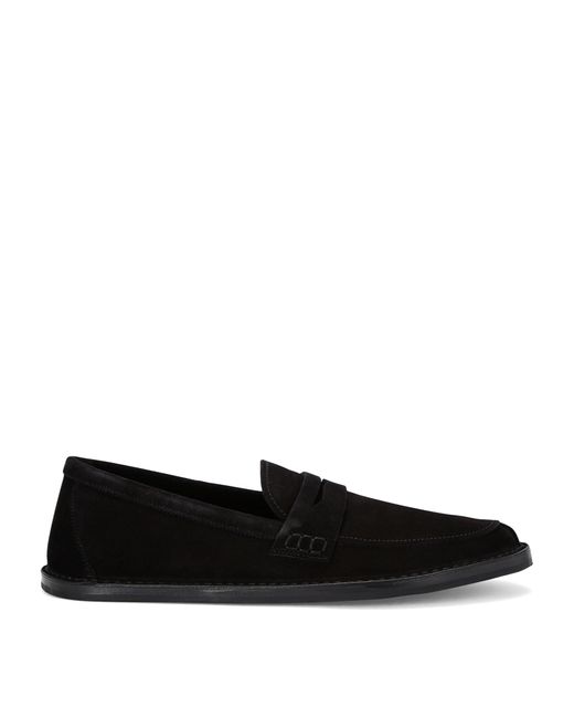 The Row Black Leather Cary Loafers for men