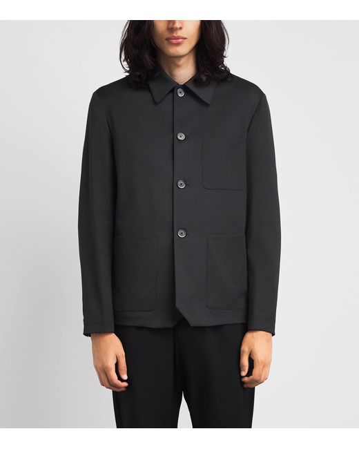 Barena Black Stretch-Wool Gabardine Overshirt for men