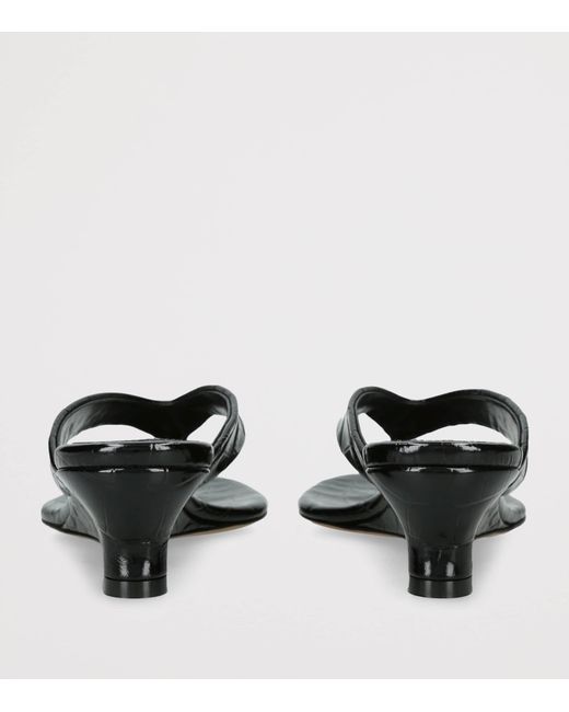 Le Monde Beryl Black Leather Micro Wedge Sandals 40