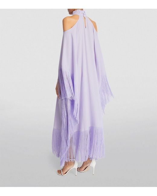 ‎Taller Marmo Purple Fringed Davina Kaftan Dress
