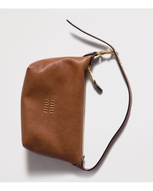 Miu Miu Brown Nappa Leather Pouch