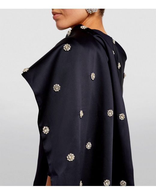 Safiyaa Blue Corsette Cape Gown