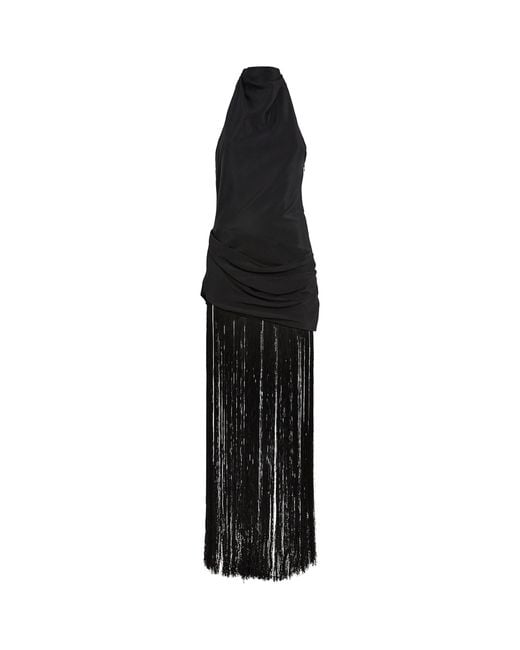 Cult Gaia Black Fringe-Detail Noosha Maxi Dress
