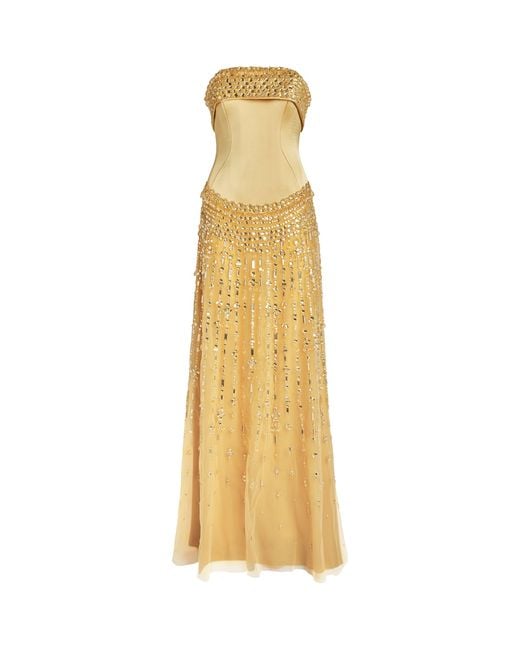 Georges Hobeika Metallic Embellished Strapless Gown