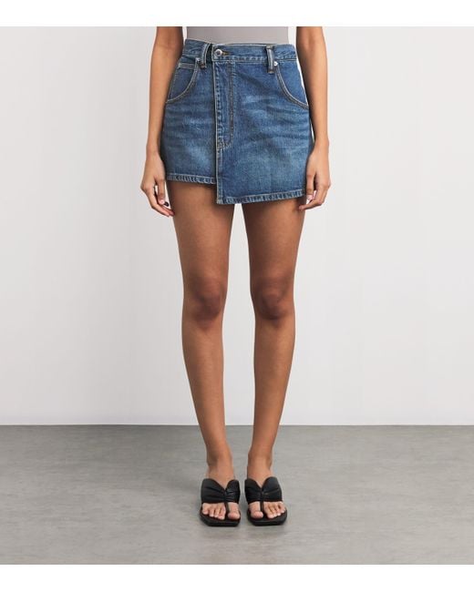 Alexander Wang Blue Denim Asymmetric Wrap Skirt