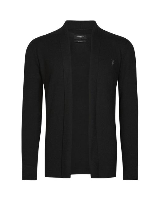 AllSaints Black Merino Wool Mode Cardigan for men