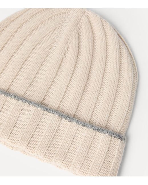 Brunello Cucinelli Natural Cashmere Ribbed Beanie for men
