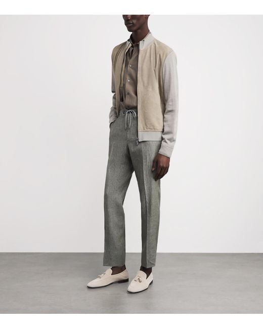 Corneliani Natural Stretch-Silk Suede-Front Bomber Jacket for men