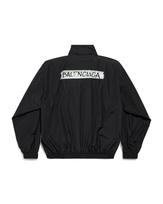 Balenciaga Blue Techno Cotton Masking Tape Logo Track Jacket for men