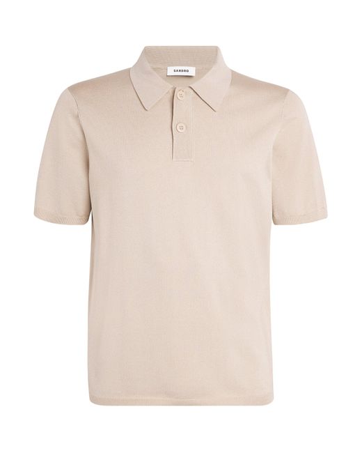 Sandro White Knitted Polo Shirt for men
