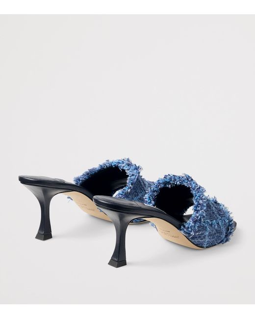Jimmy Choo Blue Alexia 70 Woven Heeled Mules